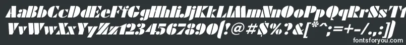 FuturaeugeniaItalic-Schriftart – Weiße Schriften auf schwarzem Hintergrund