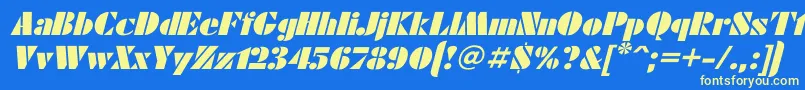 FuturaeugeniaItalic Font – Yellow Fonts on Blue Background
