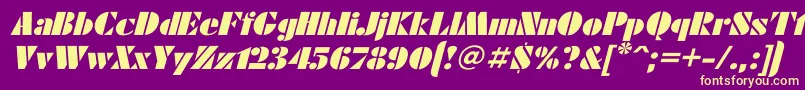 フォントFuturaeugeniaItalic – 紫の背景に黄色のフォント