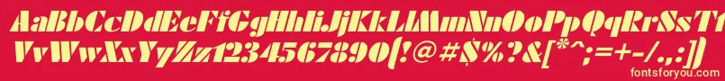 FuturaeugeniaItalic Font – Yellow Fonts on Red Background