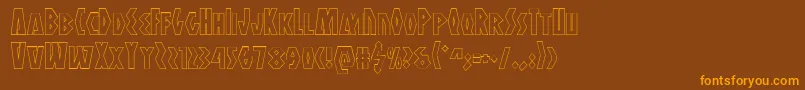 Antikytheraoutline-Schriftart – Orangefarbene Schriften auf braunem Hintergrund