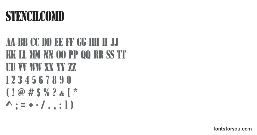 A fonte Stencilcomd – alfabeto, números, caracteres especiais