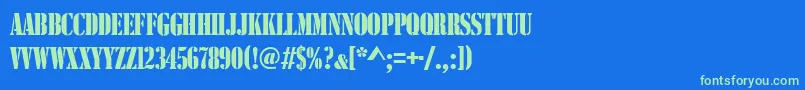 Stencilcomd Font – Green Fonts on Blue Background