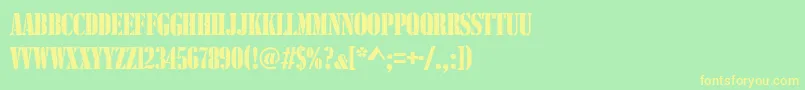 フォントStencilcomd – 黄色の文字が緑の背景にあります