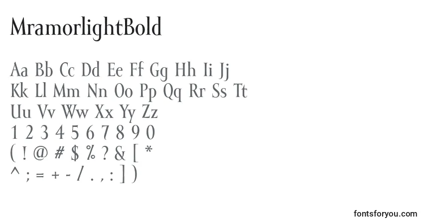 A fonte MramorlightBold – alfabeto, números, caracteres especiais