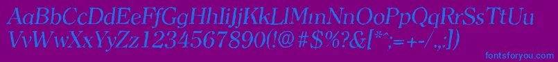 ClearfaceantiqueItalic-Schriftart – Blaue Schriften auf violettem Hintergrund