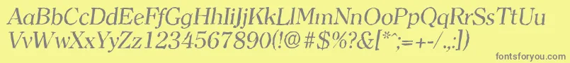 Fonte ClearfaceantiqueItalic – fontes cinzas em um fundo amarelo