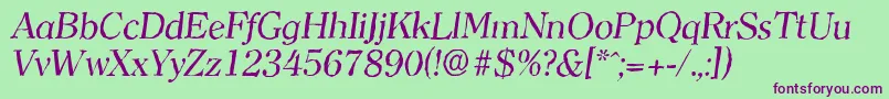 Czcionka ClearfaceantiqueItalic – fioletowe czcionki na zielonym tle