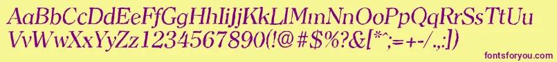 ClearfaceantiqueItalic Font – Purple Fonts on Yellow Background