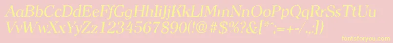 Fonte ClearfaceantiqueItalic – fontes amarelas em um fundo rosa