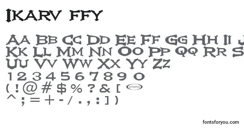 A fonte Ikarv ffy – alfabeto, números, caracteres especiais