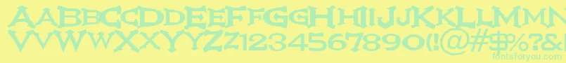 Ikarv ffy Font – Green Fonts on Yellow Background