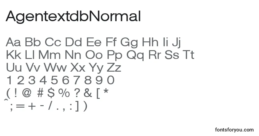 A fonte AgentextdbNormal – alfabeto, números, caracteres especiais