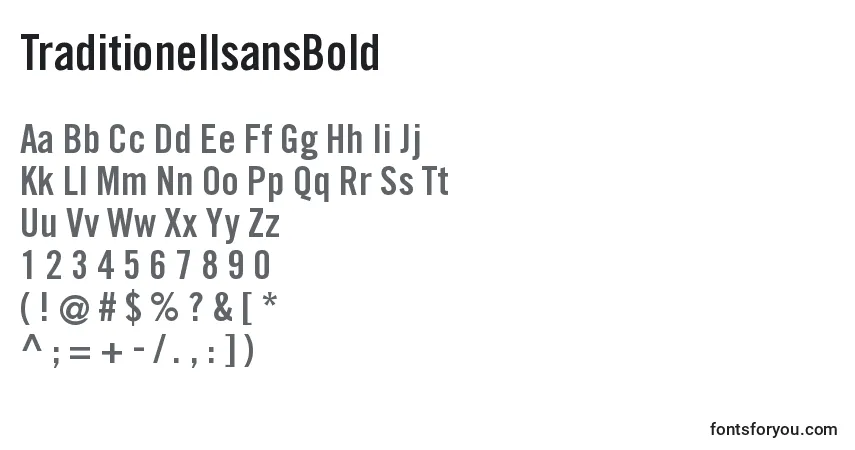 TraditionellsansBold-fontti – aakkoset, numerot, erikoismerkit