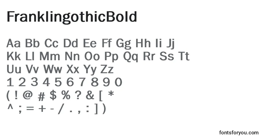 Schriftart FranklingothicBold – Alphabet, Zahlen, spezielle Symbole