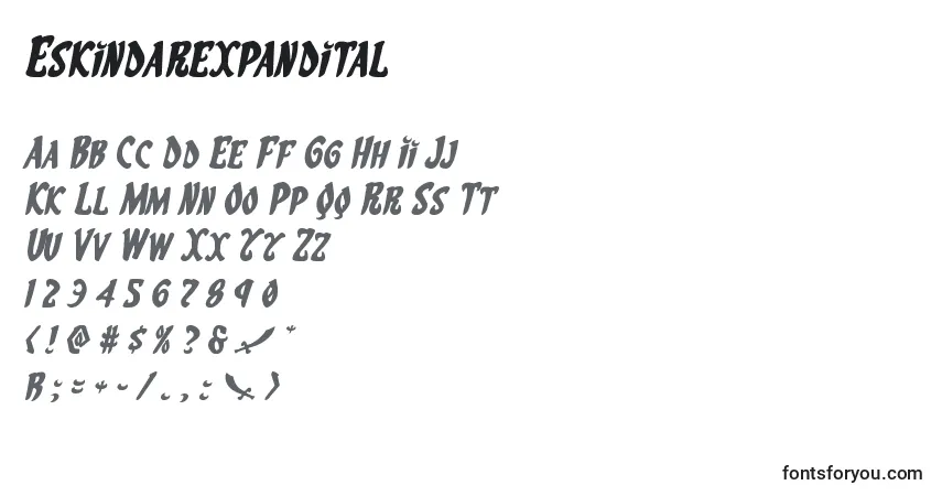 Czcionka Eskindarexpandital – alfabet, cyfry, specjalne znaki
