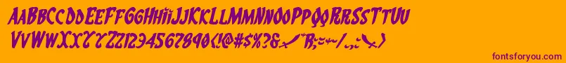 Eskindarexpandital-Schriftart – Violette Schriften auf orangefarbenem Hintergrund