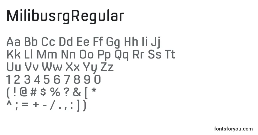 Czcionka MilibusrgRegular – alfabet, cyfry, specjalne znaki