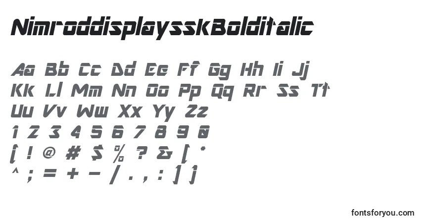 Czcionka NimroddisplaysskBolditalic – alfabet, cyfry, specjalne znaki