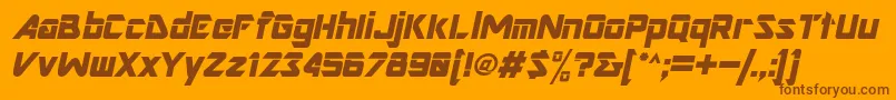NimroddisplaysskBolditalicフォントについての詳細 フォントNimroddisplaysskBolditalic – オレンジの背景に茶色のフォント