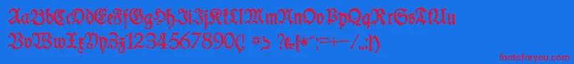 フォントSchneiderBuchDeutschTrashFree – 赤い文字の青い背景