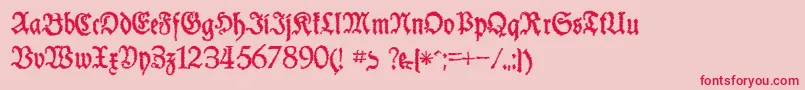 SchneiderBuchDeutschTrashFree-Schriftart – Rote Schriften auf rosa Hintergrund