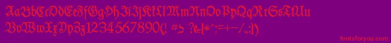 フォントSchneiderBuchDeutschTrashFree – 紫の背景に赤い文字
