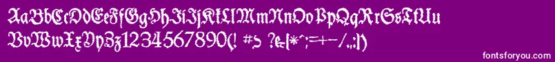 SchneiderBuchDeutschTrashFree-Schriftart – Weiße Schriften auf violettem Hintergrund