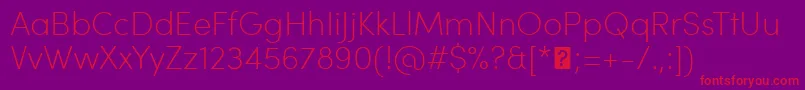 SofiaProExtralight Font – Red Fonts on Purple Background