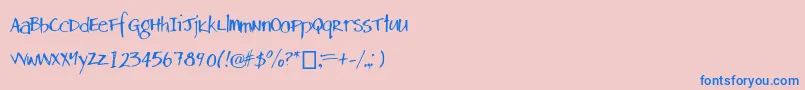 Danshand-Schriftart – Blaue Schriften auf rosa Hintergrund