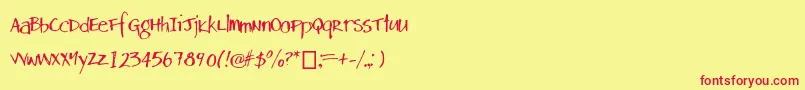 Danshand Font – Red Fonts on Yellow Background