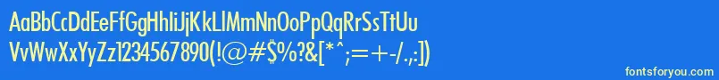 FuturaCondCond-Schriftart – Gelbe Schriften auf blauem Hintergrund