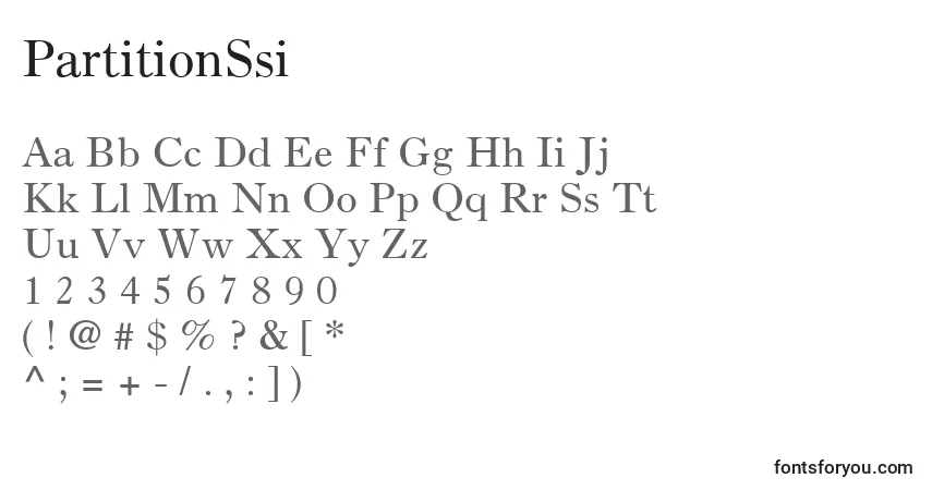 Fuente PartitionSsi - alfabeto, números, caracteres especiales