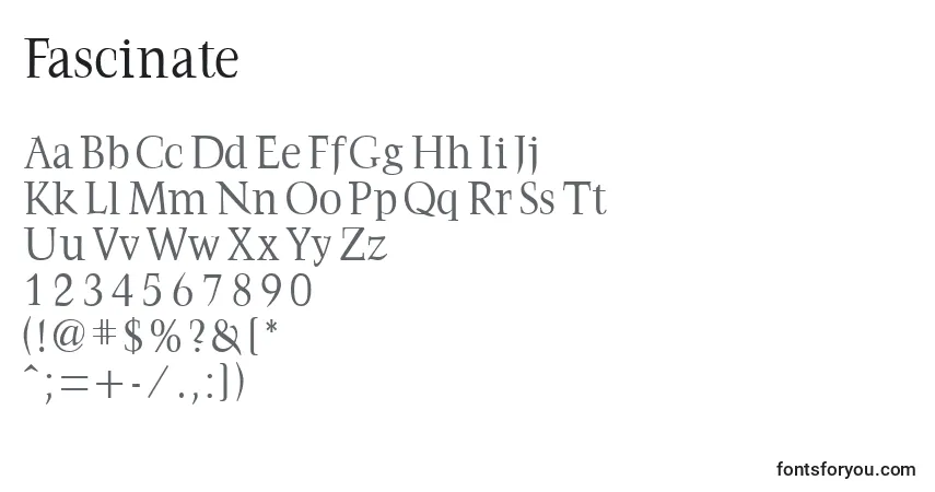 Czcionka Fascinate – alfabet, cyfry, specjalne znaki