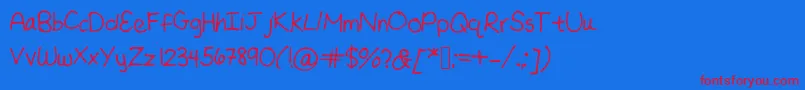 Nevermind Font – Red Fonts on Blue Background