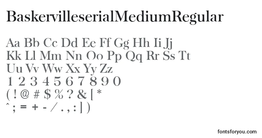 Czcionka BaskervilleserialMediumRegular – alfabet, cyfry, specjalne znaki