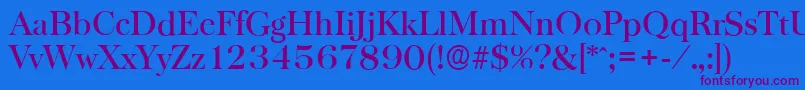Fonte BaskervilleserialMediumRegular – fontes roxas em um fundo azul