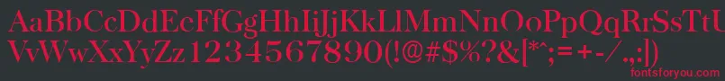フォントBaskervilleserialMediumRegular – 黒い背景に赤い文字