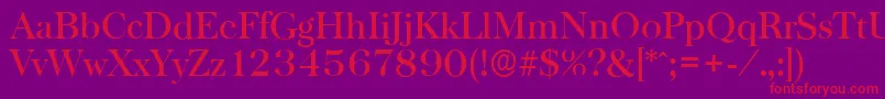 フォントBaskervilleserialMediumRegular – 紫の背景に赤い文字