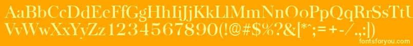 BaskervilleserialMediumRegular-Schriftart – Gelbe Schriften auf orangefarbenem Hintergrund
