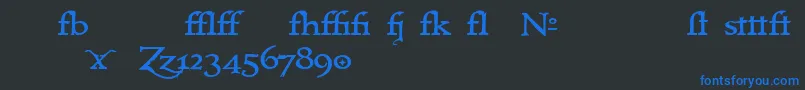 フォントImmrtlt ffy – 黒い背景に青い文字