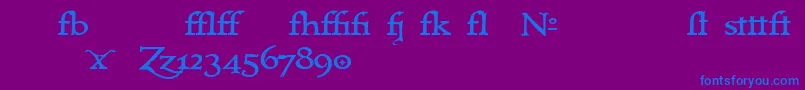 フォントImmrtlt ffy – 紫色の背景に青い文字