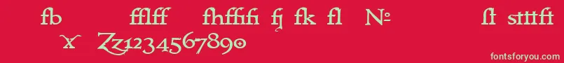 フォントImmrtlt ffy – 赤い背景に緑の文字