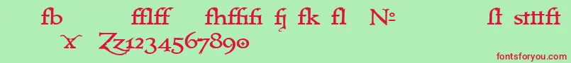 Immrtlt ffy-Schriftart – Rote Schriften auf grünem Hintergrund
