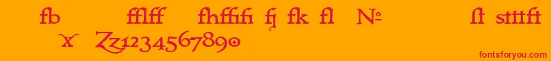 フォントImmrtlt ffy – オレンジの背景に赤い文字