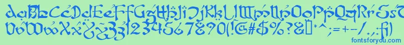 FanjofeyLeodaAhRegular Font – Blue Fonts on Green Background