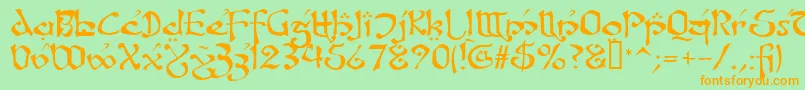 FanjofeyLeodaAhRegular Font – Orange Fonts on Green Background
