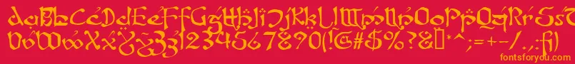 FanjofeyLeodaAhRegular Font – Orange Fonts on Red Background