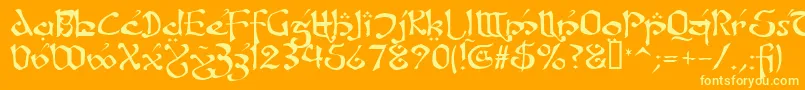 FanjofeyLeodaAhRegular Font – Yellow Fonts on Orange Background