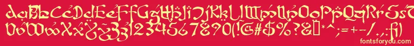 FanjofeyLeodaAhRegular Font – Yellow Fonts on Red Background